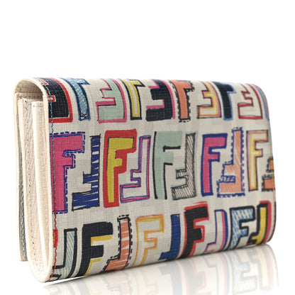 Fendi Zucca Spalmati FF Multicolor Continental Wallet White 3 of 16