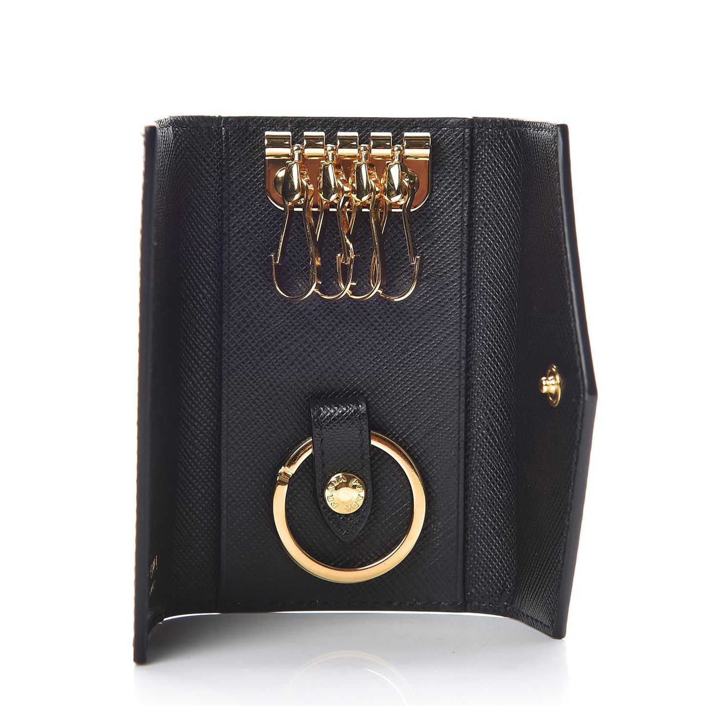 Saffiano Shine Monochrome 4 Key Holder Black