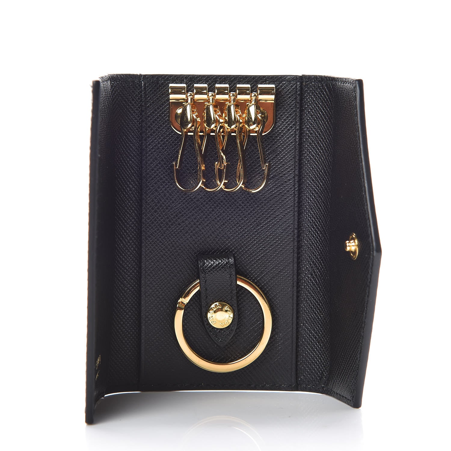 Prada Saffiano Shine Monochrome 4 Key Holder Black 5 of 11