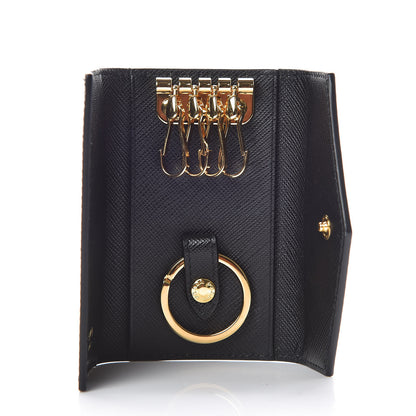 Prada Saffiano Shine Monochrome 4 Key Holder Black 5 of 11
