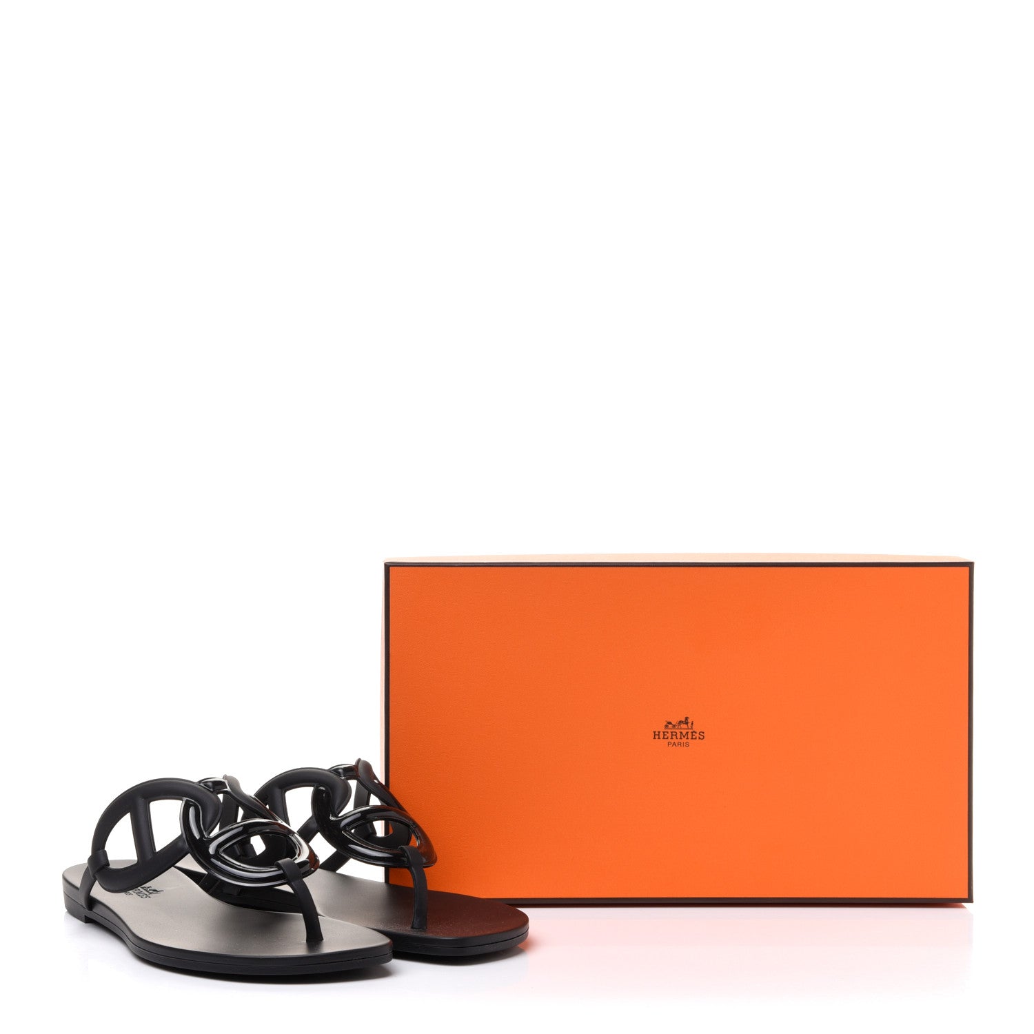 Hermes Rubber Womens Egerie Sandals 38 Black 8 of 8