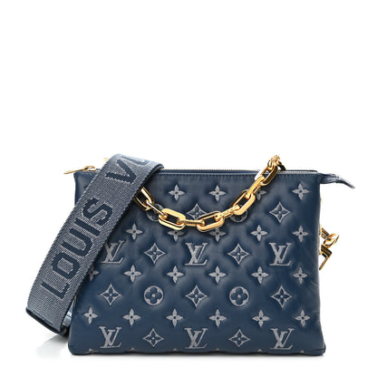 Louis Vuitton Lambskin Embossed Monogram Coussin PM Denim Blue 1 of 11