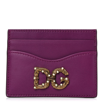 Dolce & Gabbana Vitello Morbido Pearl Logo Card Holder Purple 1 of 7