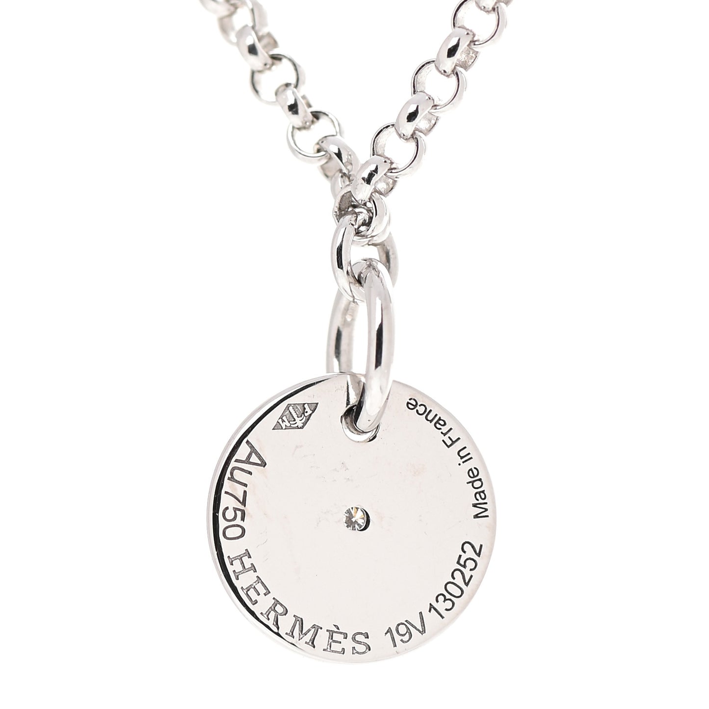18K White Gold Diamond Gambade Clou de Selle Pendant Necklace
