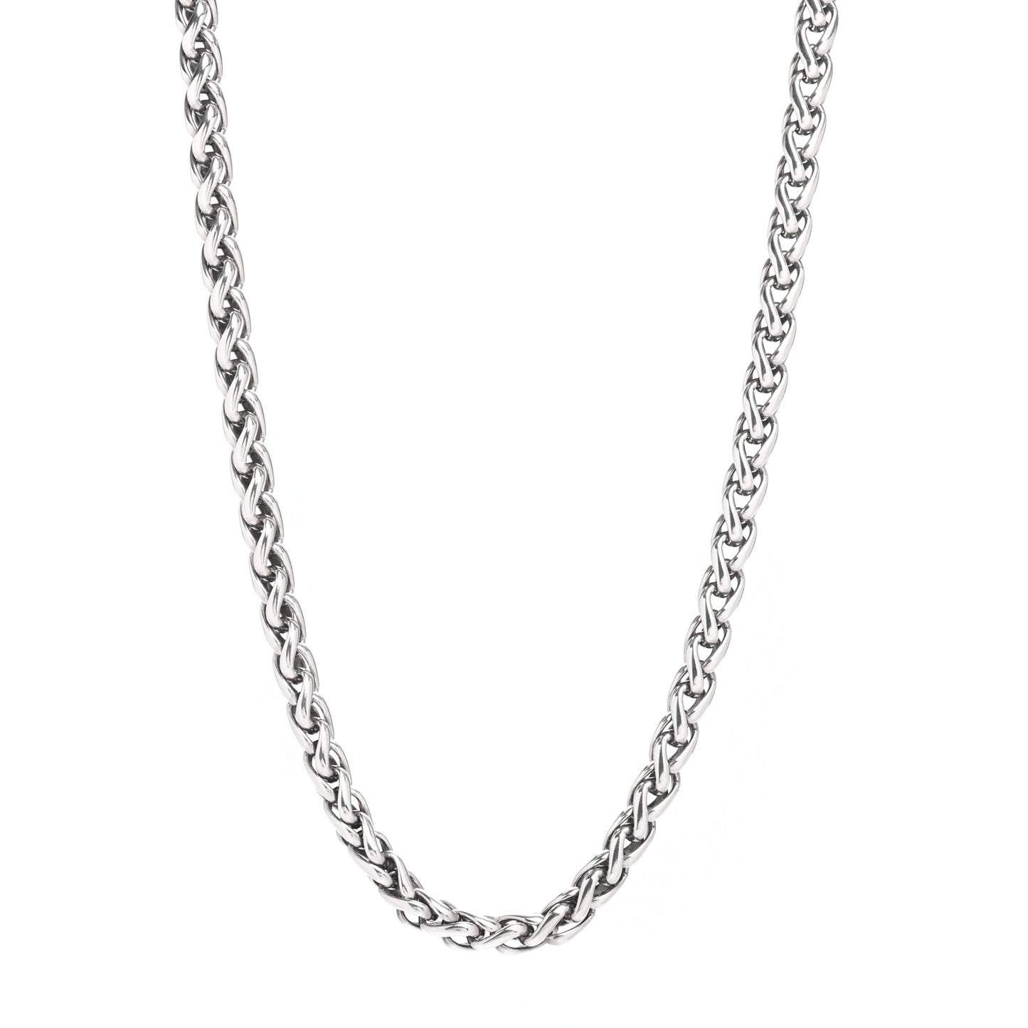 Sterling Silver 14K Yellow Gold 6mm Wheat Chain Necklace