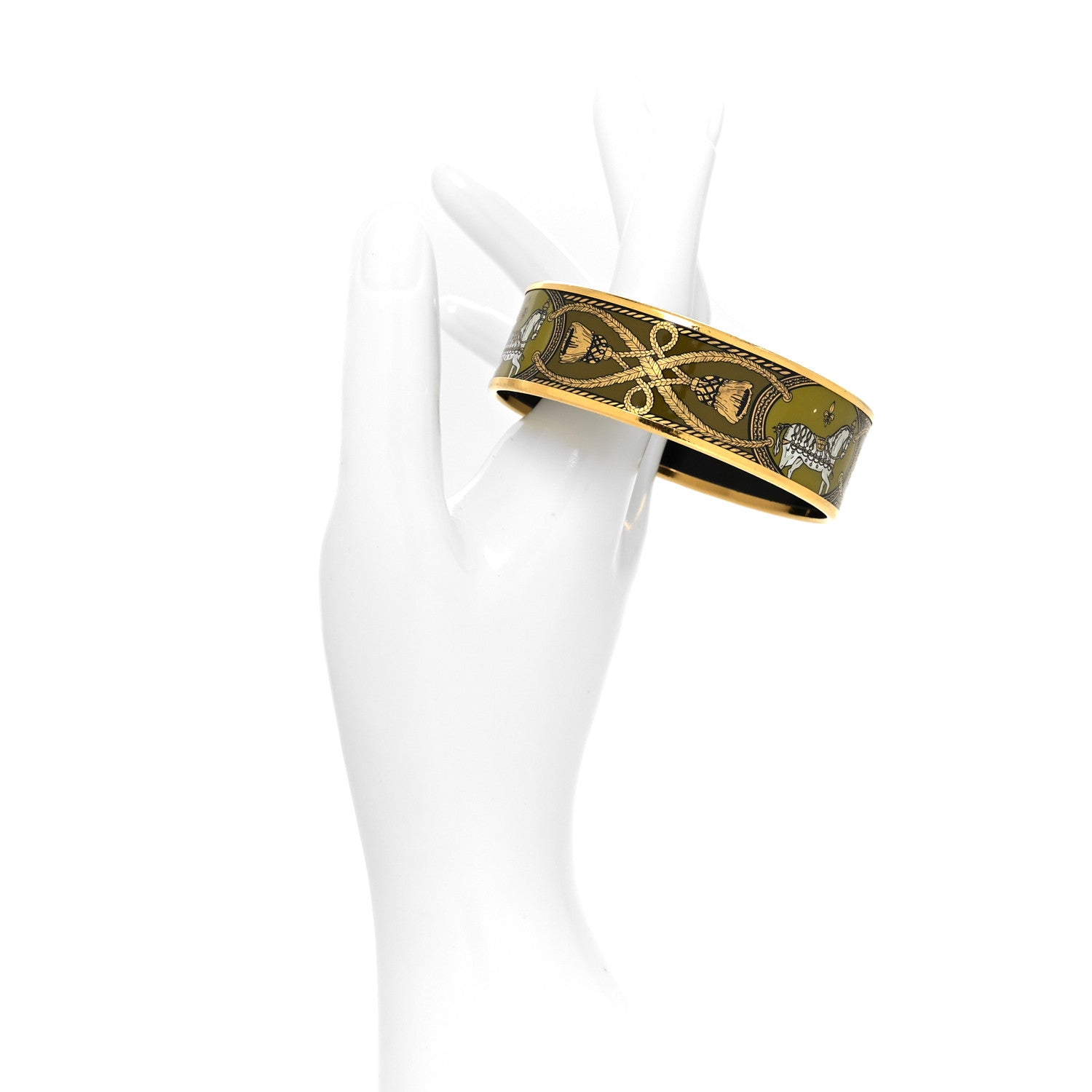 Hermes Enamel Printed Grand Apparat Wide Bracelet 65 2 of 5
