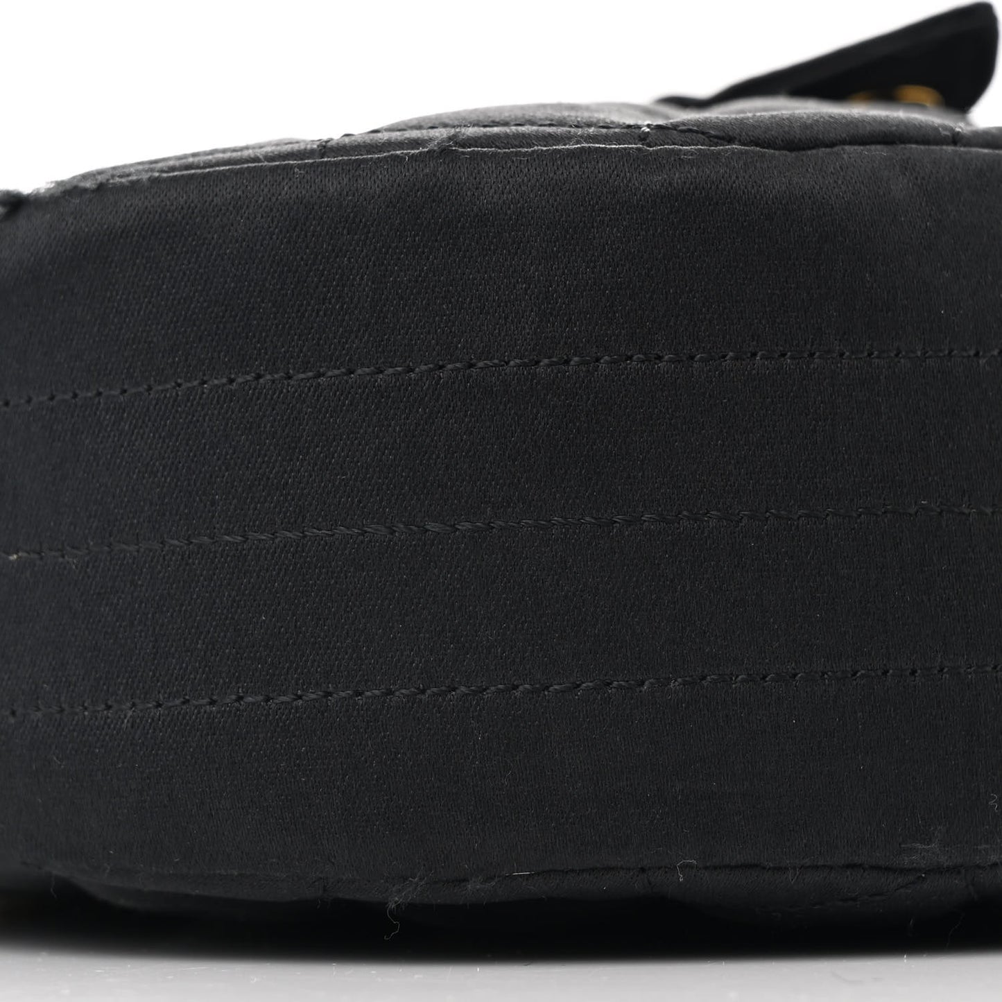 Satin Quilted Half Moon Flap Black