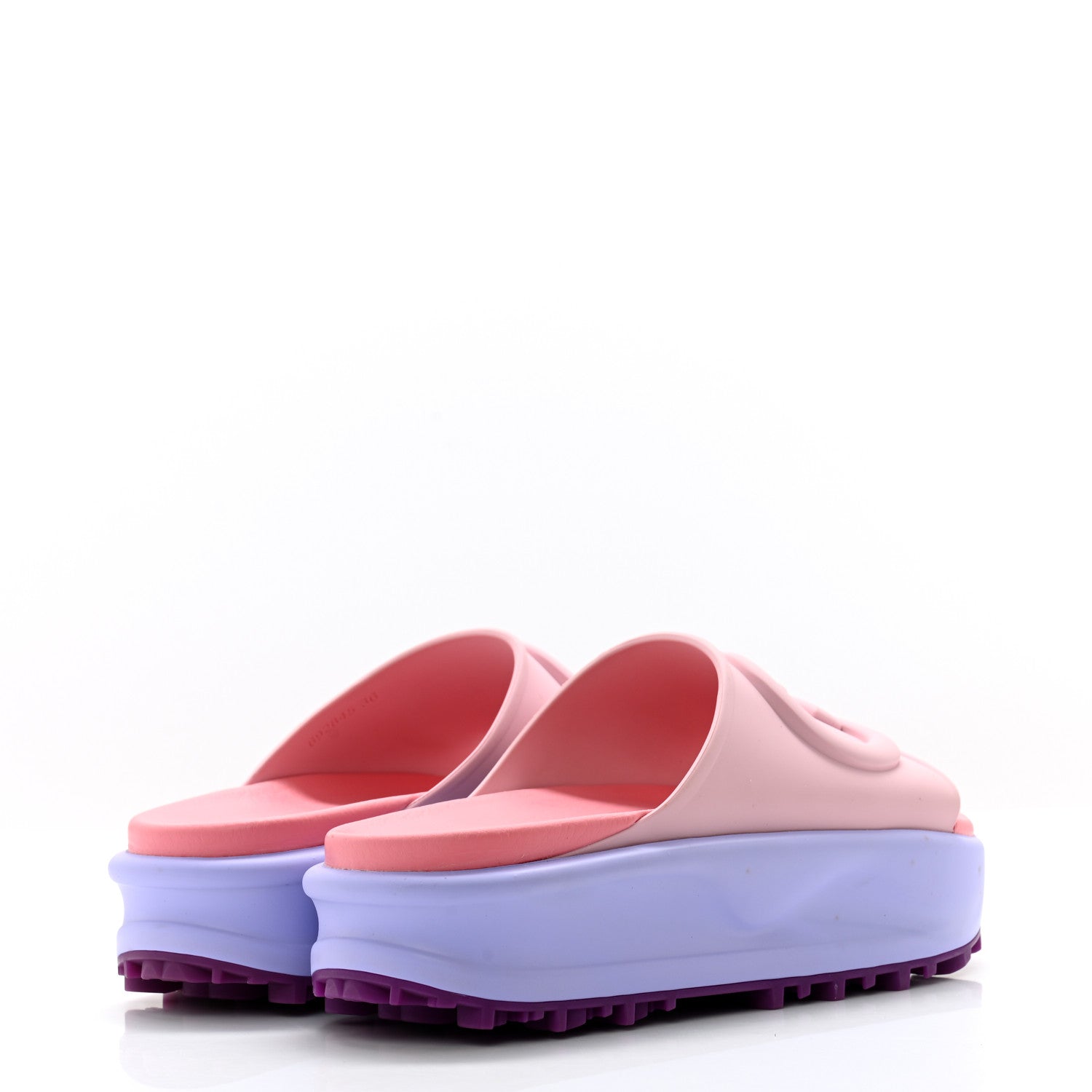 Gucci Soft Rubber Womens Interlocking G Platform 42mm Slide Sandals 36 Sugar Pink 4 of 12