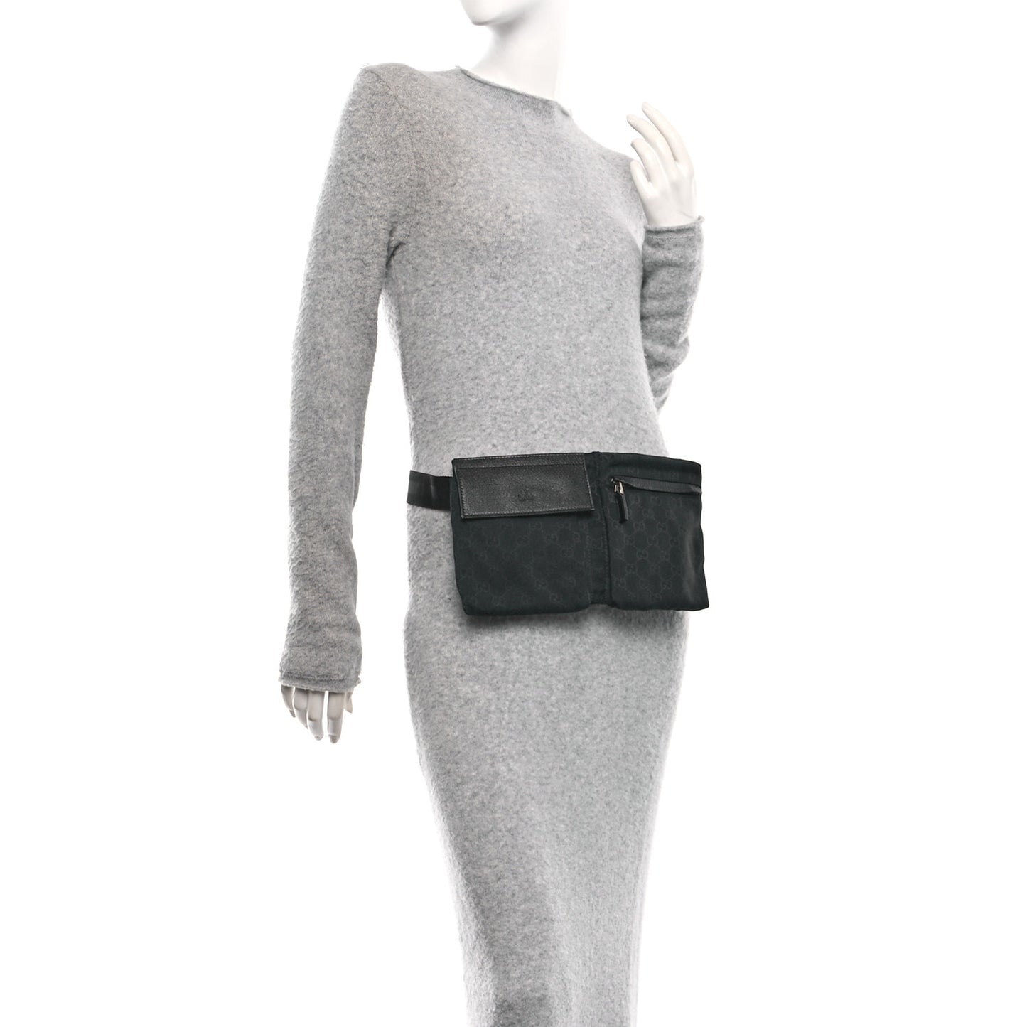 GG Monogram Double Pocket Belt Bag Black