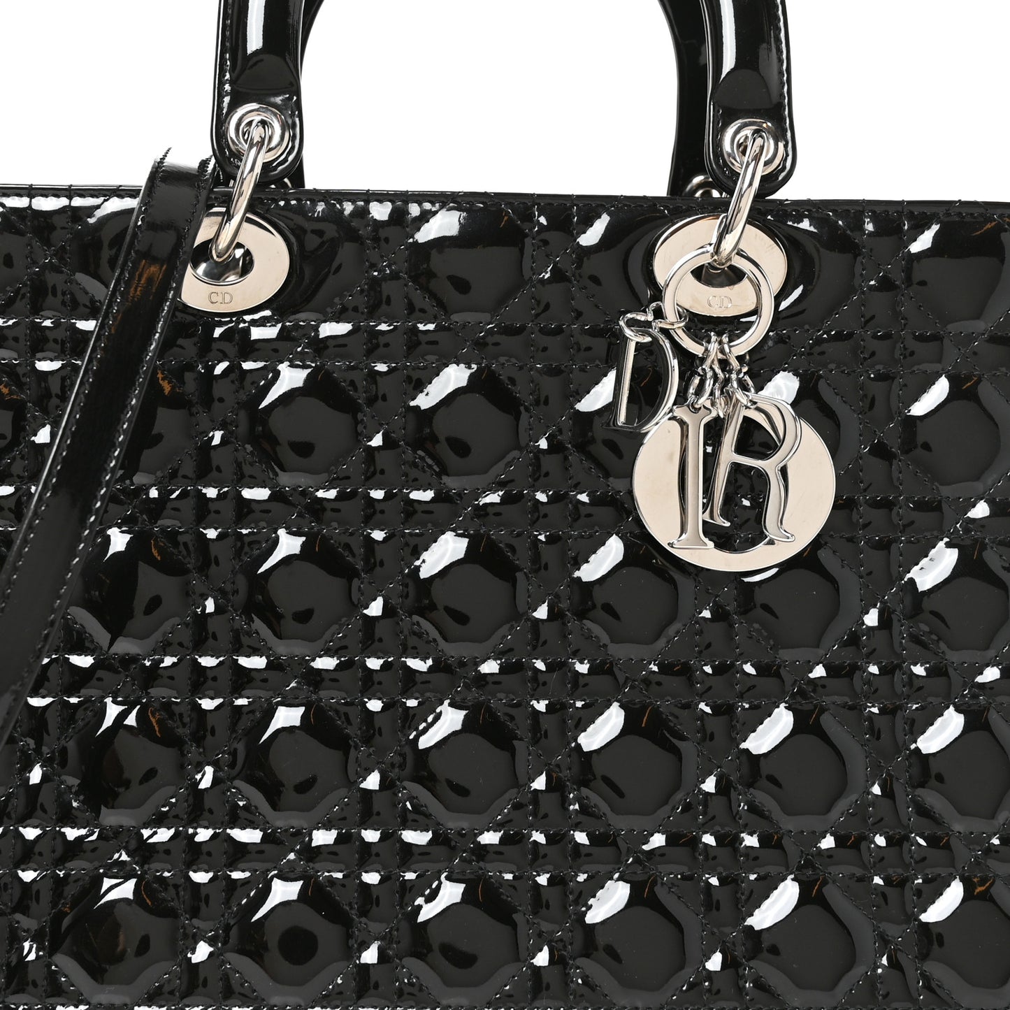 Patent Cannage Large Lady Dior Black