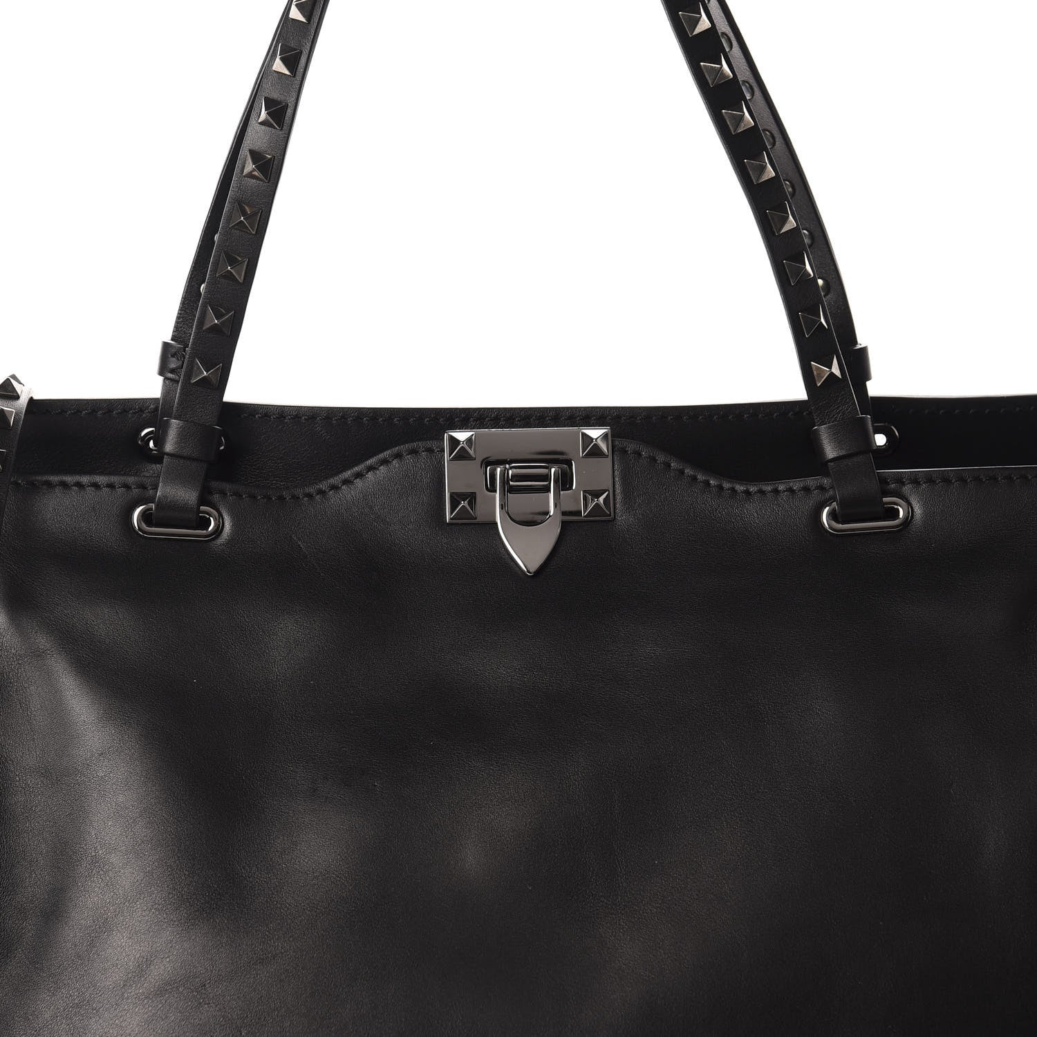 Valentino Garavani Vitello Medium Rockstud Tote Black 9 of 9
