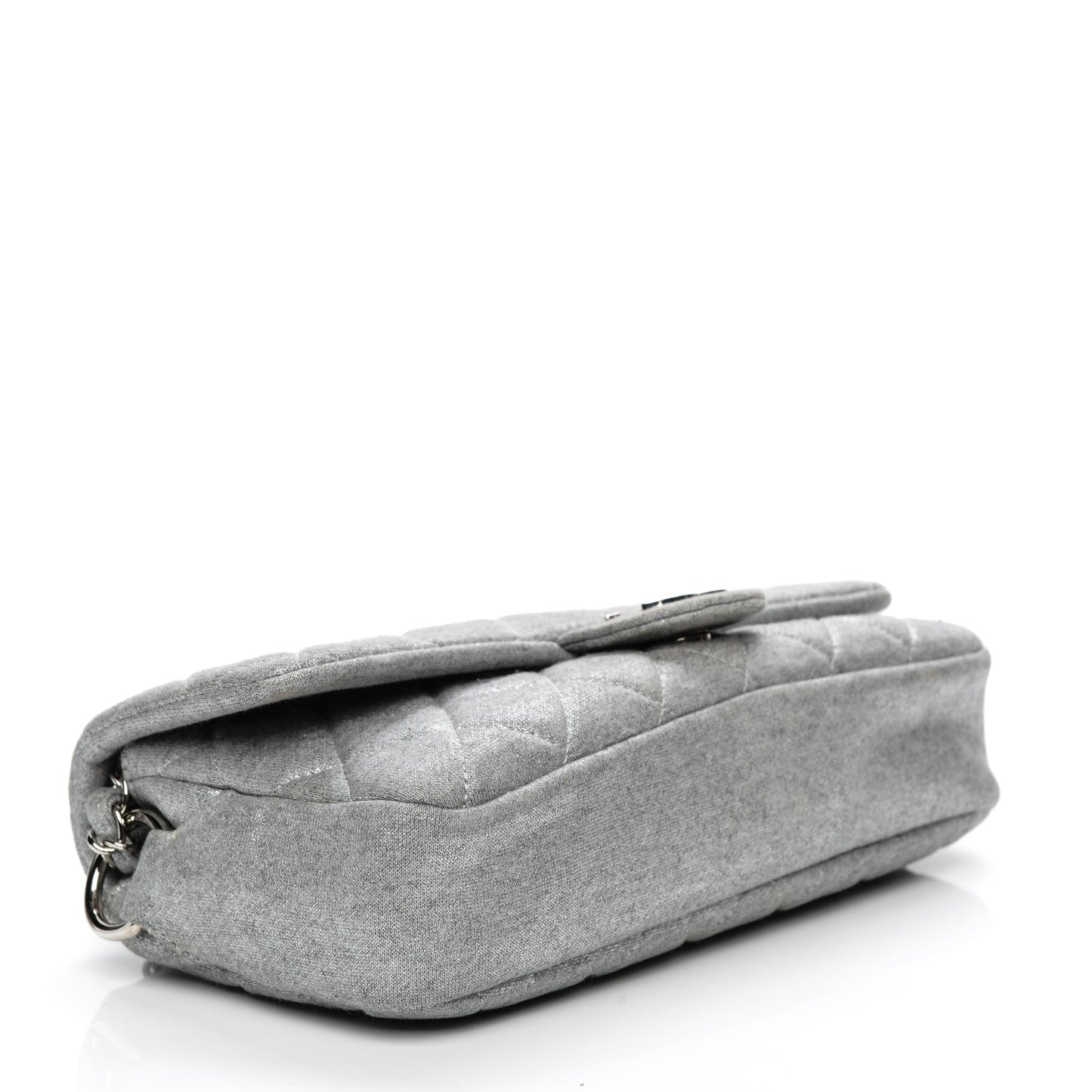 Metallic Jersey Quilted Medium Single Flap Grey