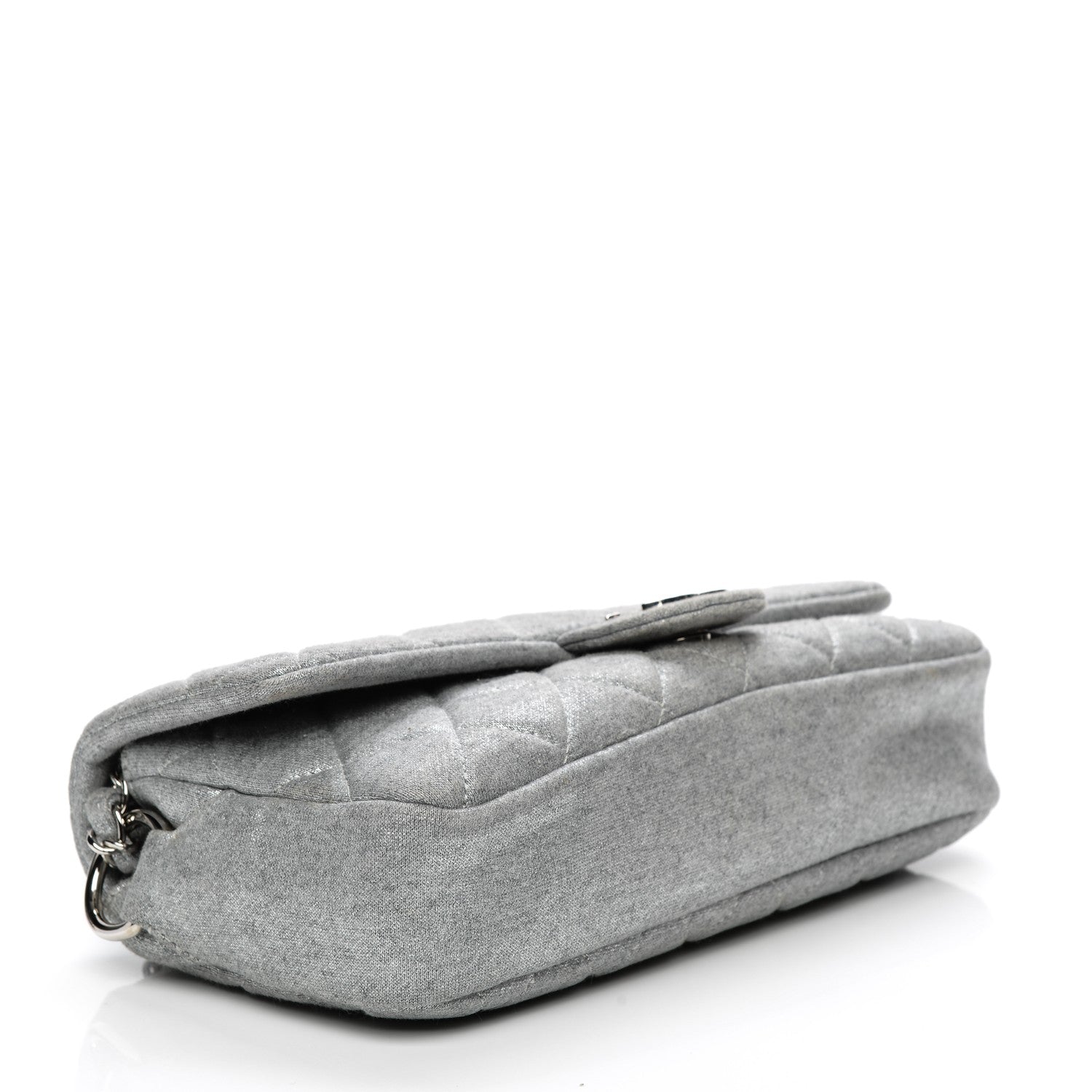 Chanel Metallic Jersey Quilted Medium Single Flap Grey 4 of 8