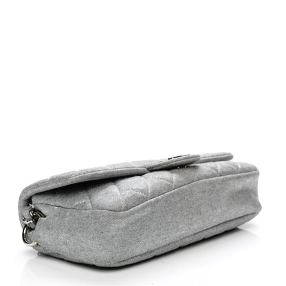 Chanel Metallic Jersey Quilted Medium Single Flap Grey 4 of 8