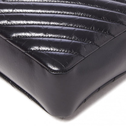 Saint Laurent Cracked Shiny Calfskin Matelasse Monogram Lou Camera Bag Black 4 of 8