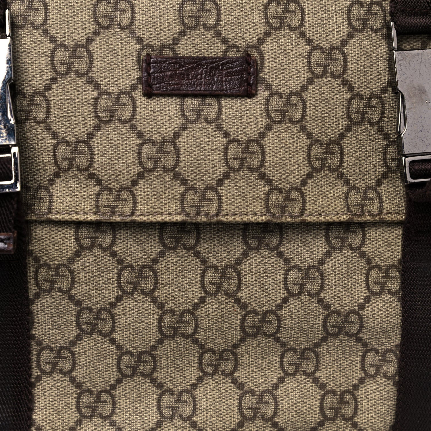 Gucci GG Plus Monogram Large Double Buckle Flap Messenger Bag Beige Dark Brown 7 of 14