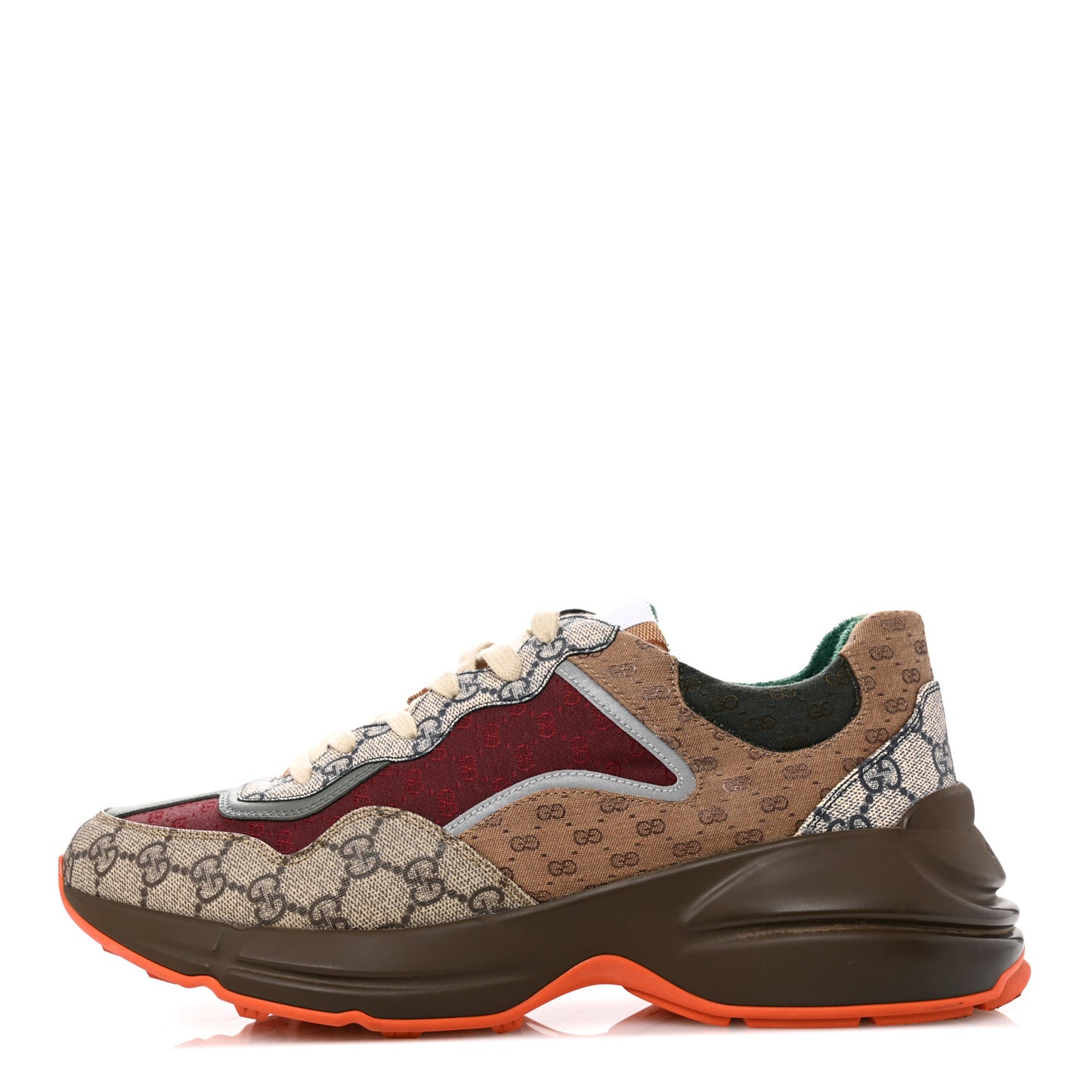 GG Supreme Monogram Mix Monogram Mens Rhyton Sneakers 10 Bordeaux Beige Ebony