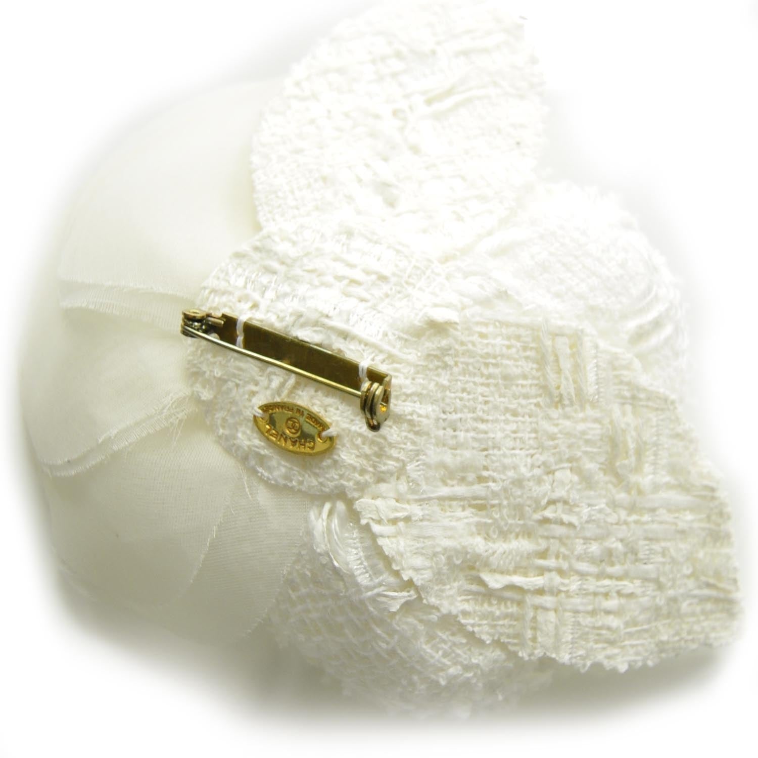 Chanel Fantasy Tweed Camellia Pin Brooch Ivory 3 of 5