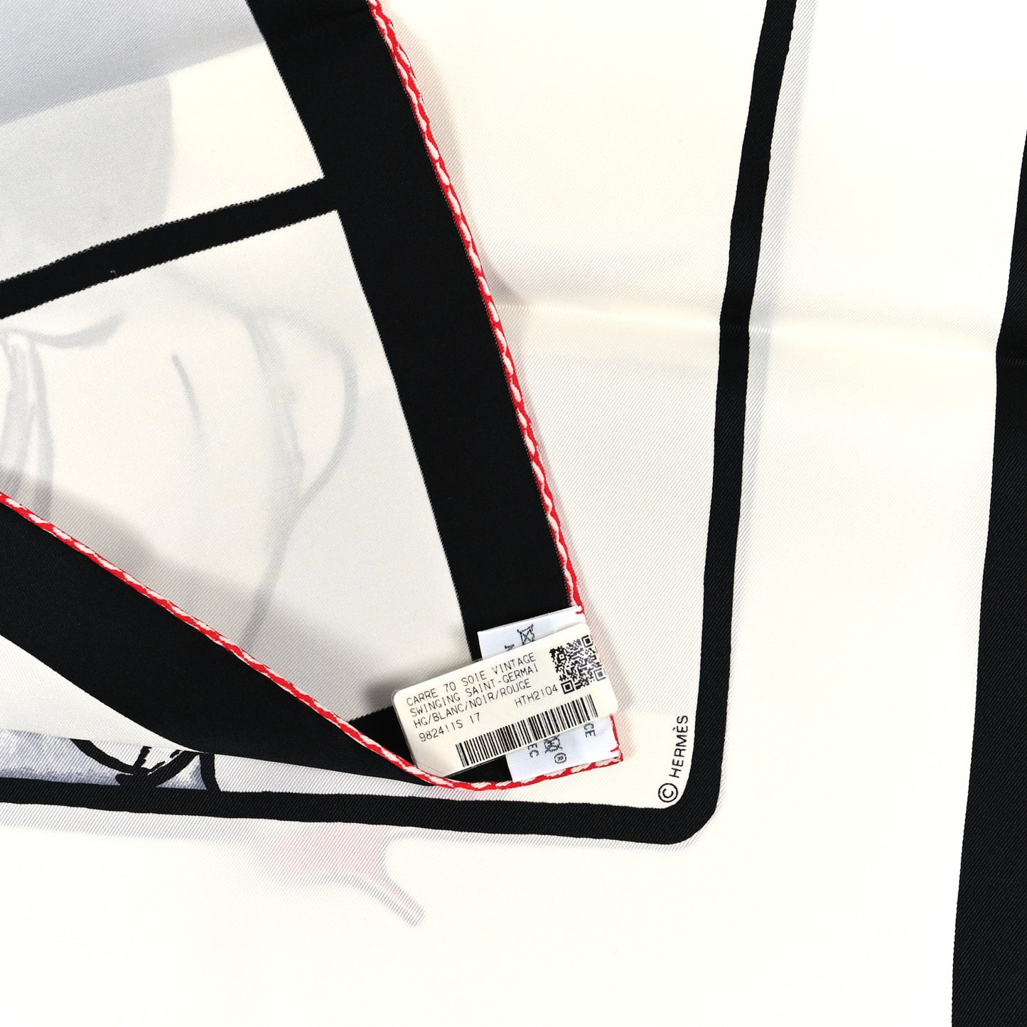 Silk Swinging Saint Germain Scarf 70 White Black Rouge