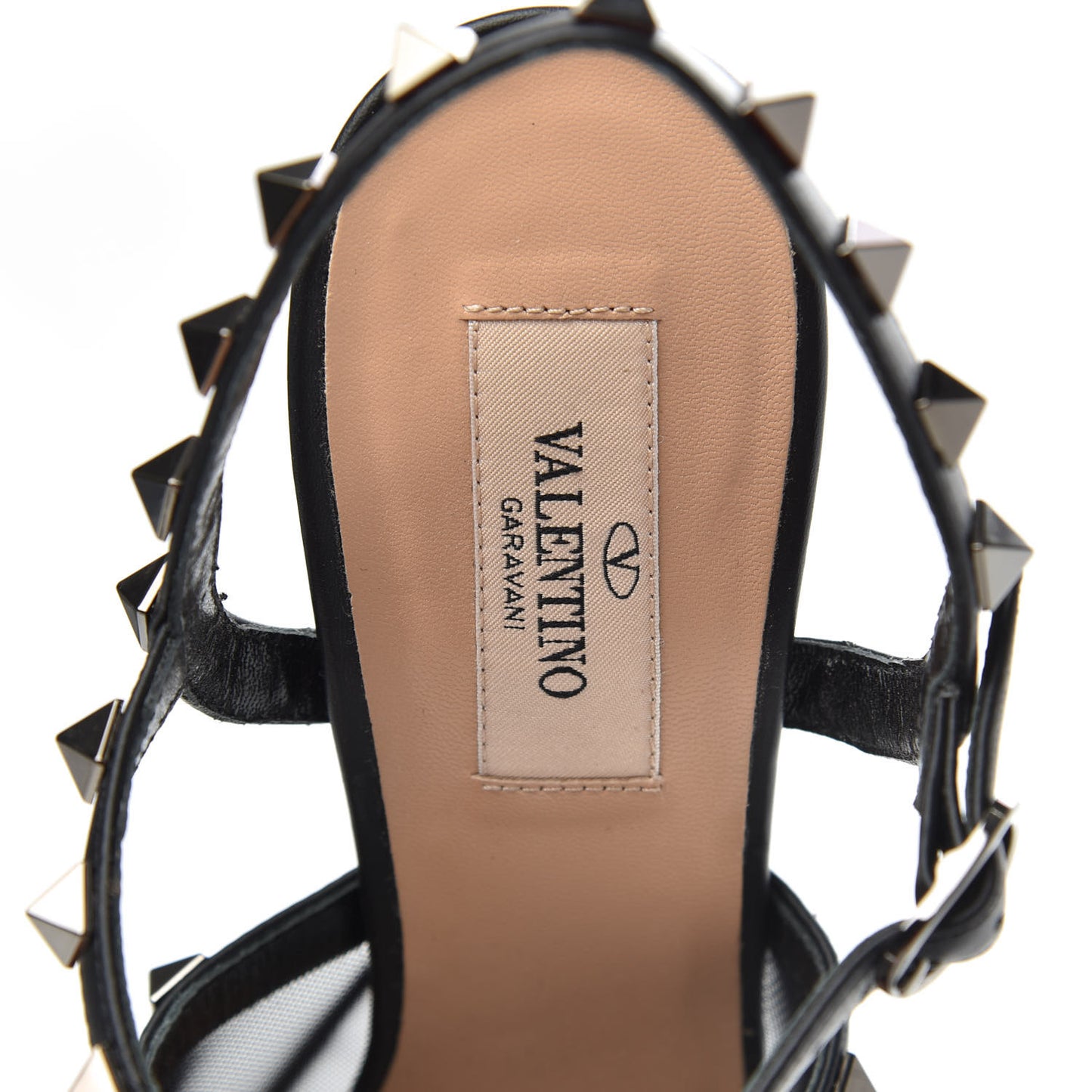 Calfskin Mesh Rockstud Gladiator 105mm Sandals 38 Black