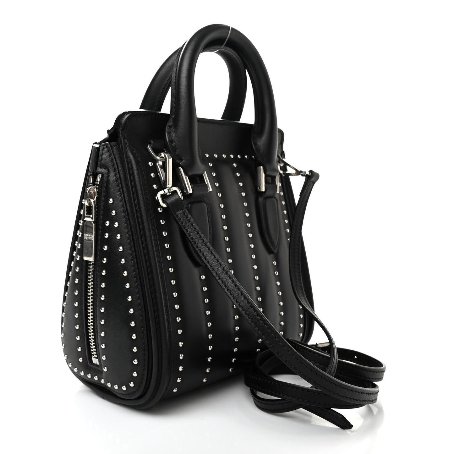 Calfskin Studded Mini Heroine Shoulder Bag Black