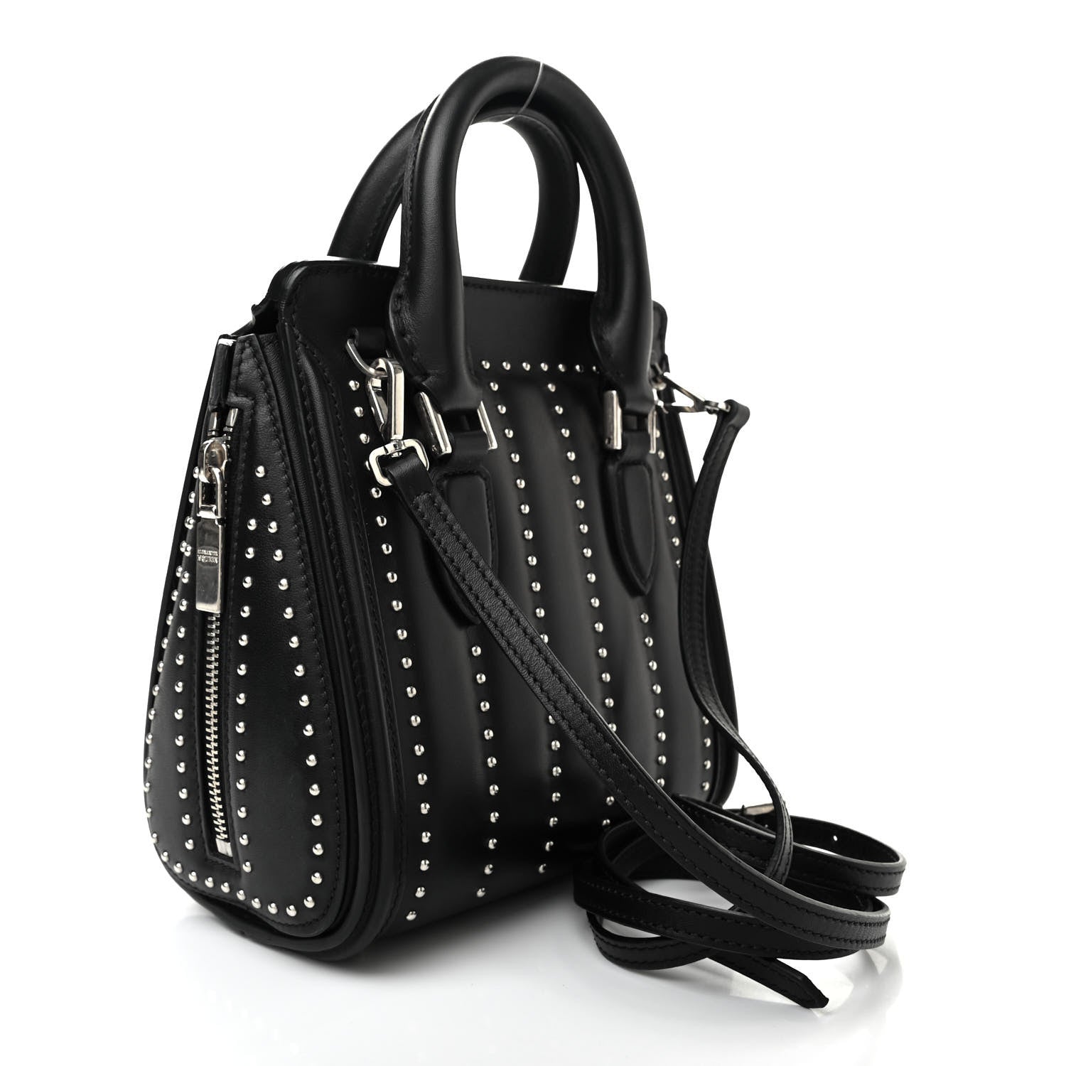 Alexander McQueen Calfskin Studded Mini Heroine Shoulder Bag Black 3 of 10