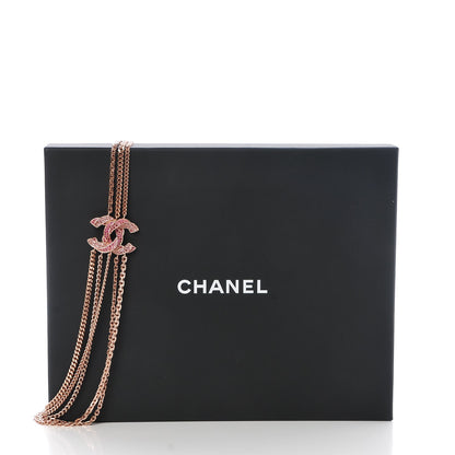 Chanel Baguette Crystal CC Multi Strand Chain Necklace Pink Gold 6 of 6