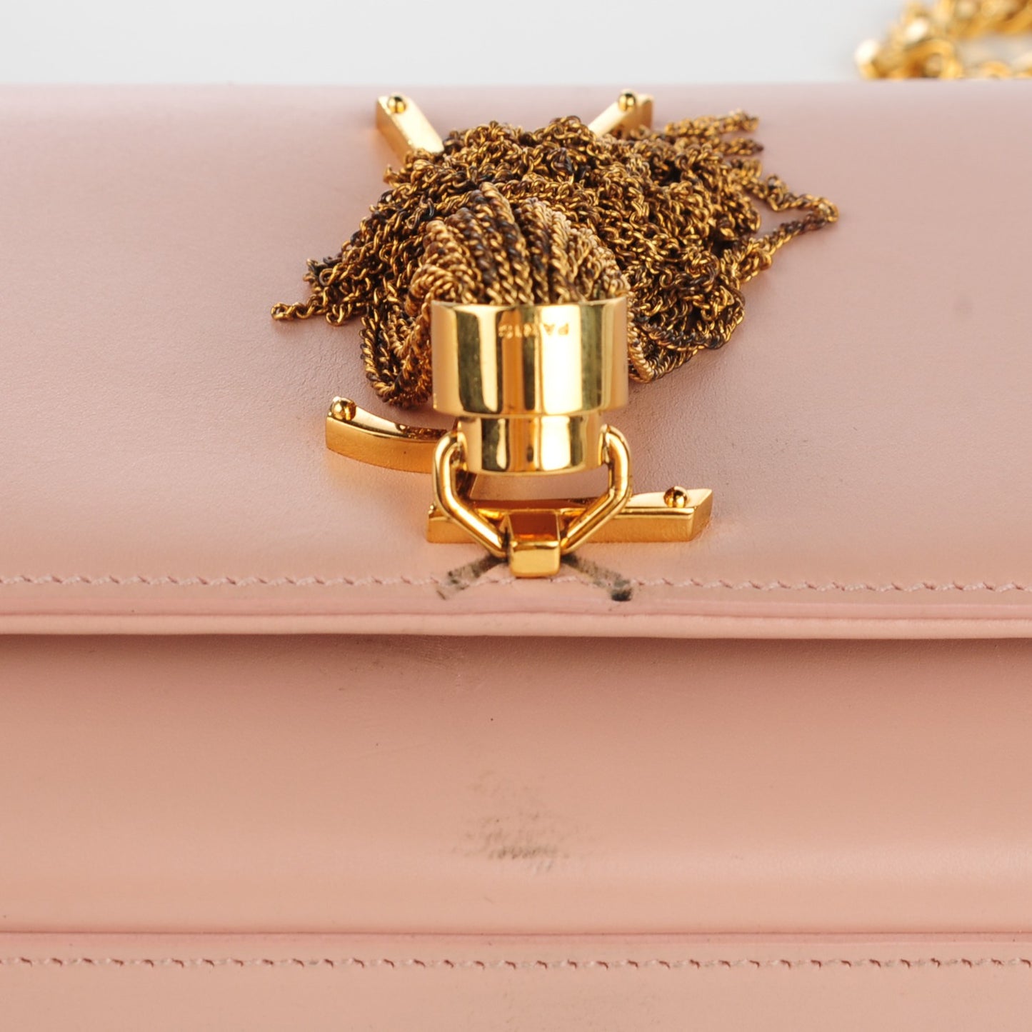 Calfskin Small Classic Monogram Kate Tassel Satchel Pale Blush