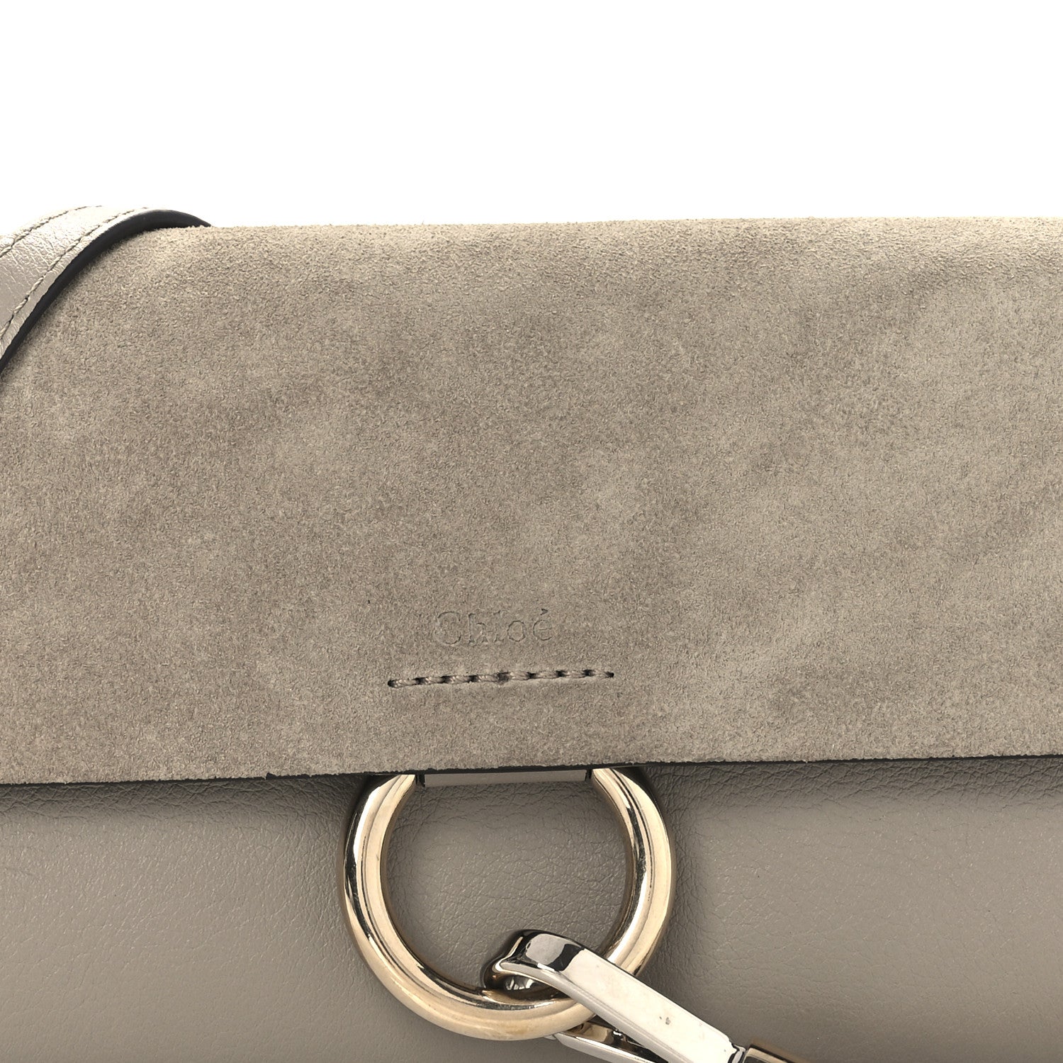 Chloe Suede Calfskin Mini Faye Shoulder Bag Motty Grey 8 of 13