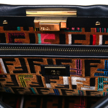 Fendi Calfskin Velvet Fun Fair Medium Peekaboo Iconic Satchel Black Tobacco Multicolor 6 of 12