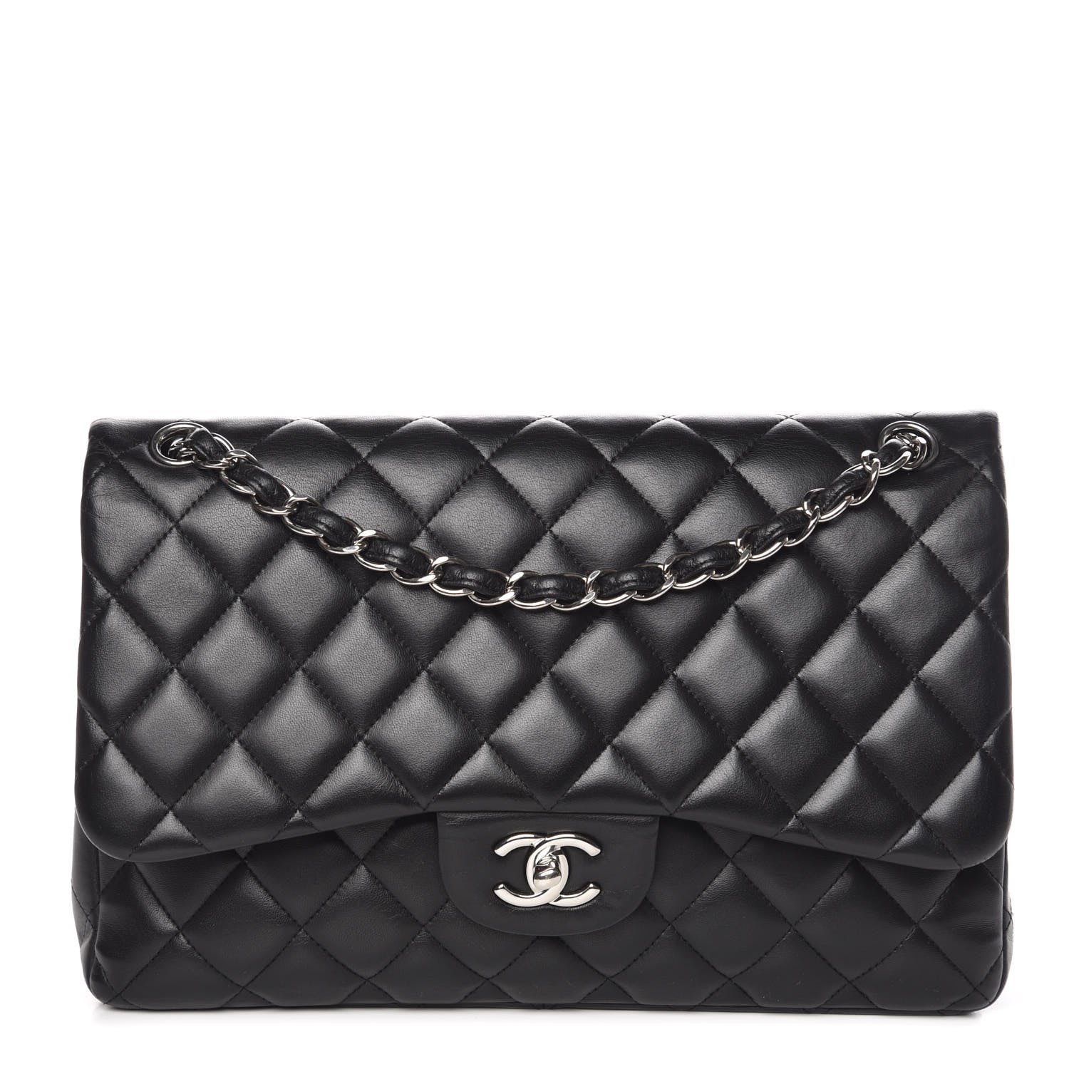 Chanel Lambskin Quilted Jumbo Double Flap Black 1 of 11