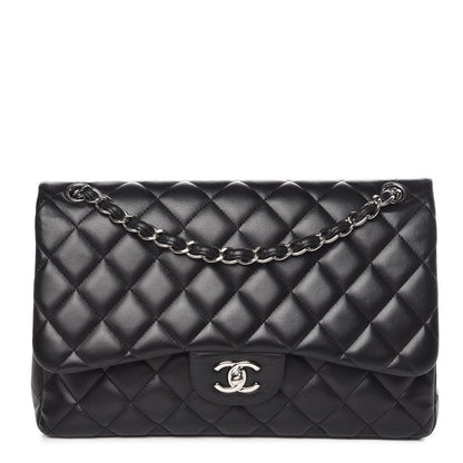 Chanel Lambskin Quilted Jumbo Double Flap Black 1 of 11