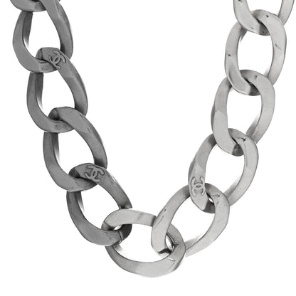 Chanel Chain Link CC Choker Necklace Silver 3 of 4