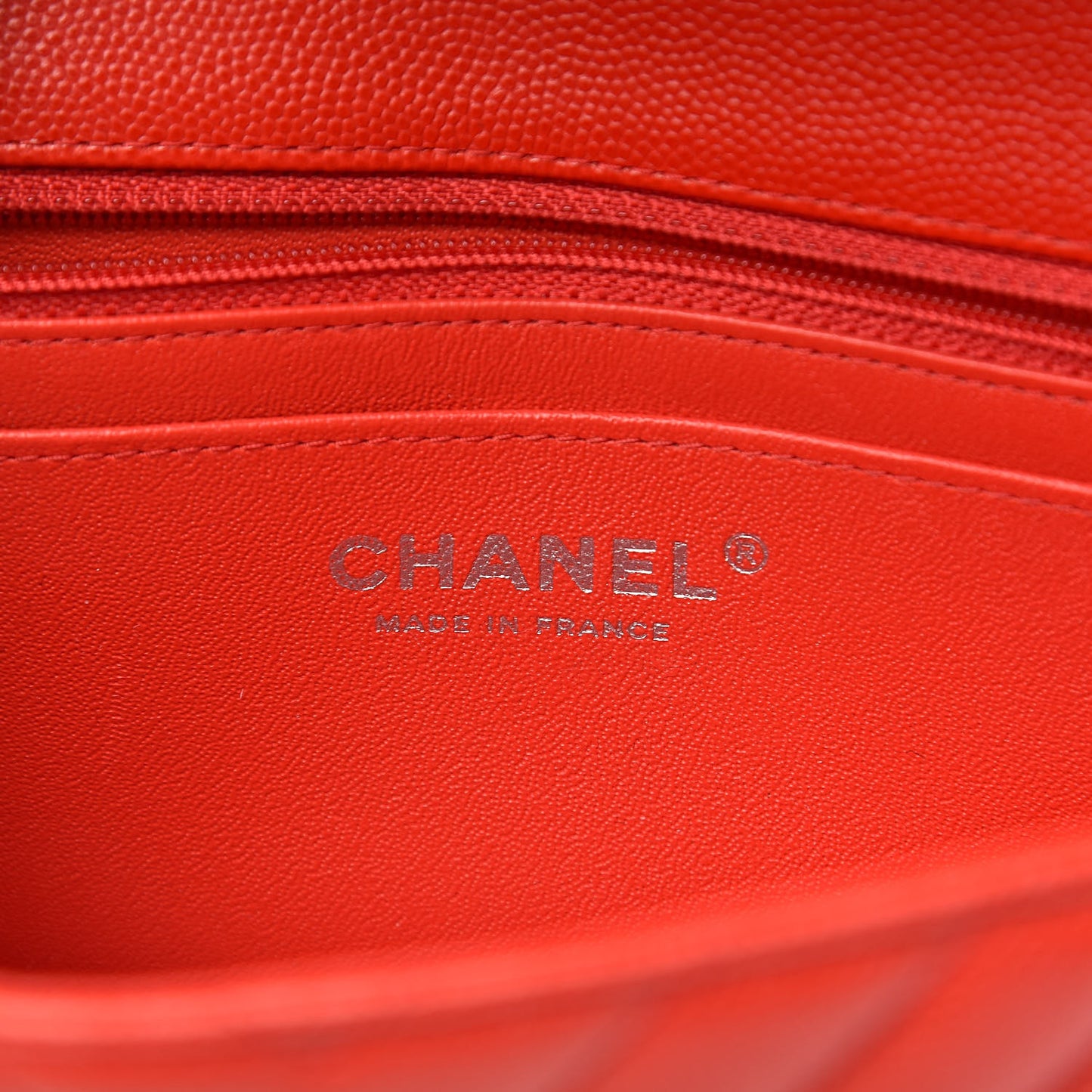 Caviar Chevron Quilted Mini Rectangular Flap Red