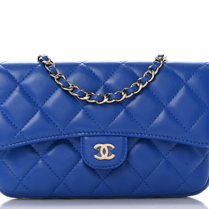Chanel Lambskin Quilted Flap Phone Holder With Chain Blue 9 of 12
