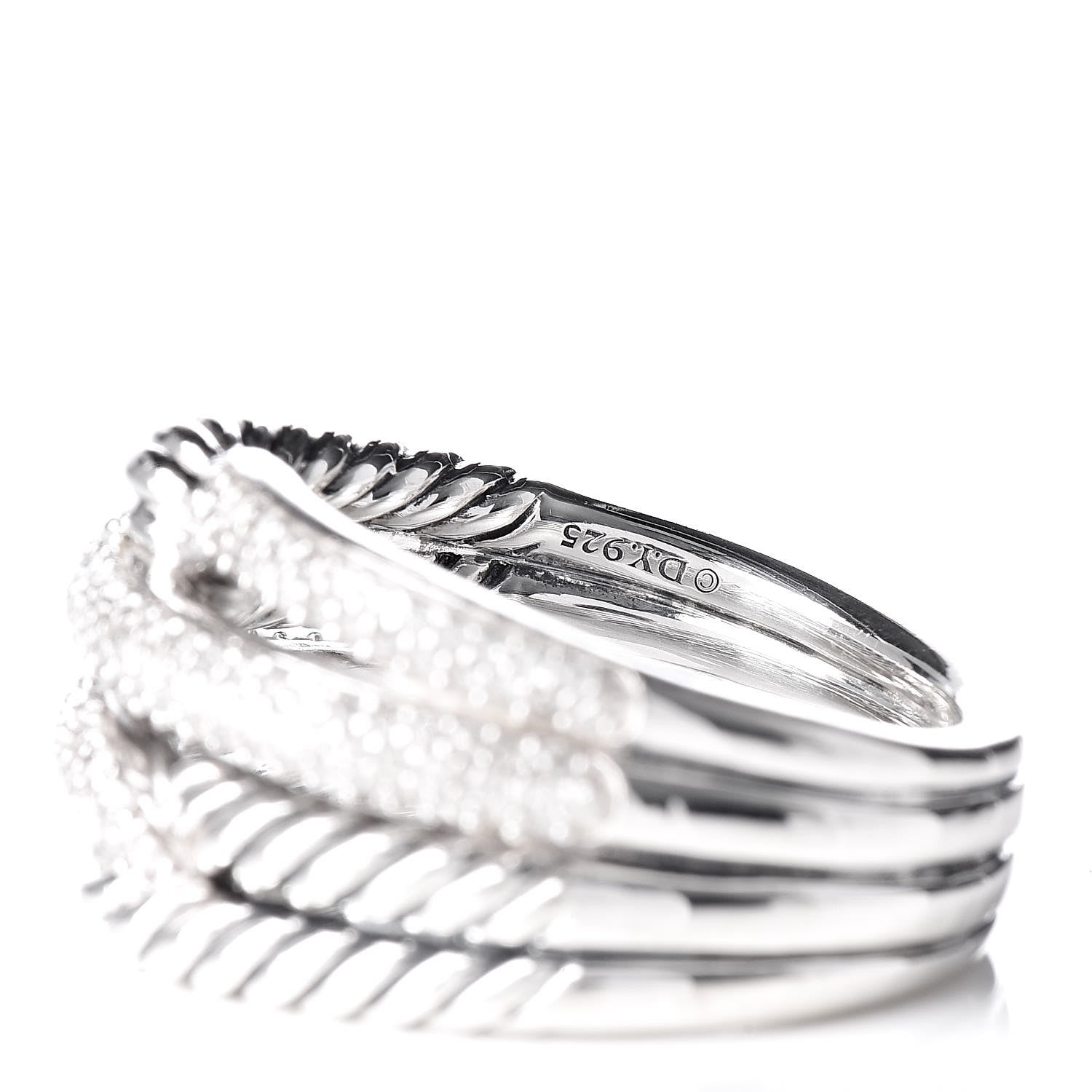 David Yurman Sterling Silver Diamond 13mm Labyrinth Double Loop Ring 53 6.5 5 of 5