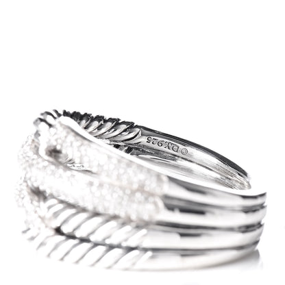 David Yurman Sterling Silver Diamond 13mm Labyrinth Double Loop Ring 53 6.5 5 of 5