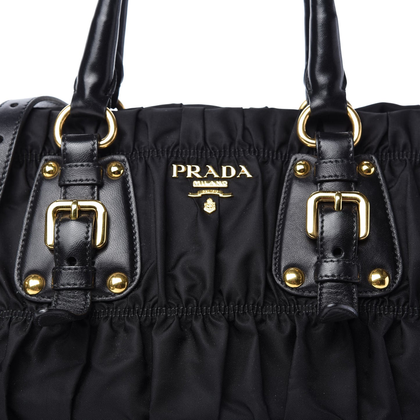 Tessuto Nylon Nappa Gaufre Shopping Satchel Black