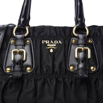 Prada Tessuto Nylon Nappa Gaufre Shopping Satchel Black 10 of 11