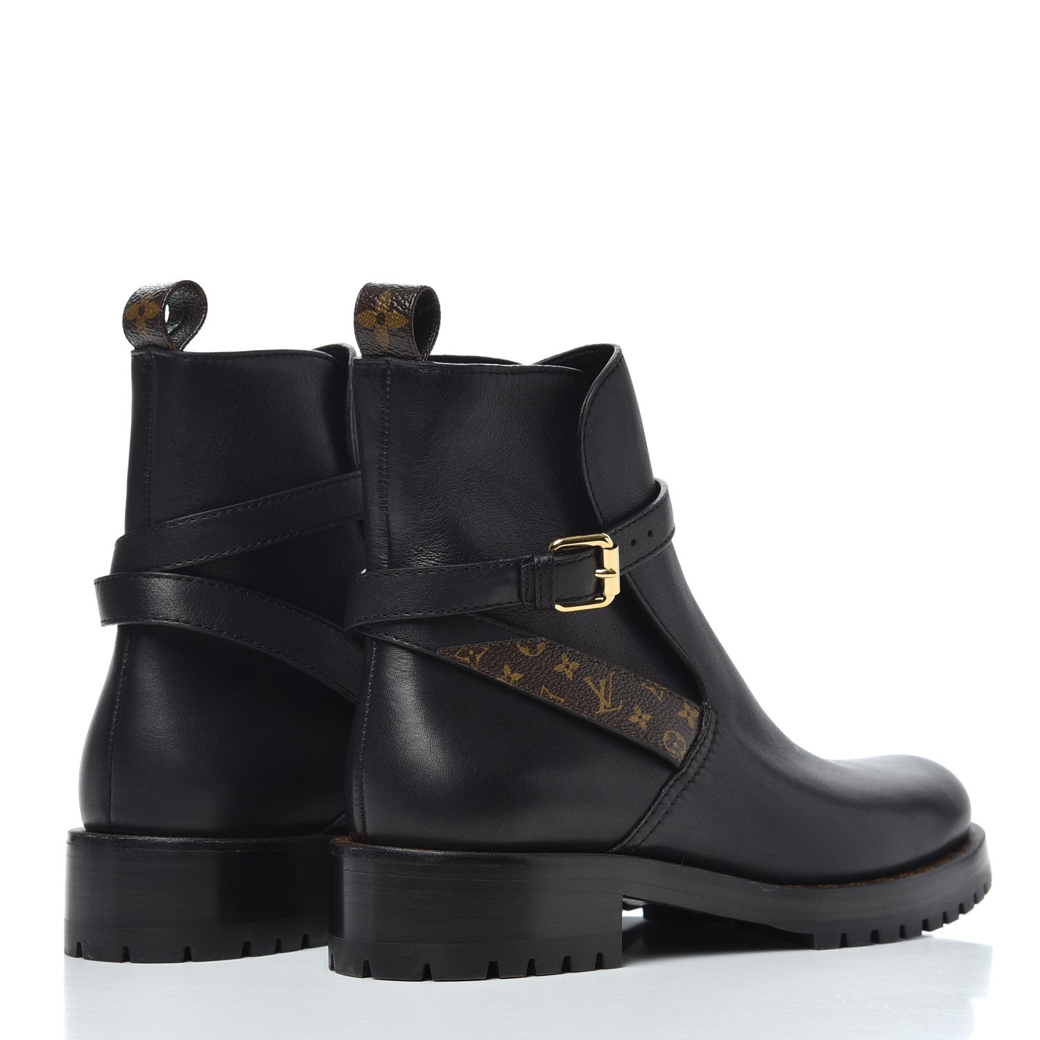 Louis Vuitton Calfskin Monogram Discovery Flat Ankle Boots 36 Black 4 of 12
