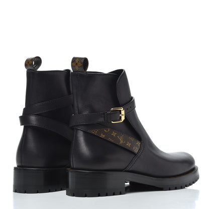 Louis Vuitton Calfskin Monogram Discovery Flat Ankle Boots 36 Black 4 of 12