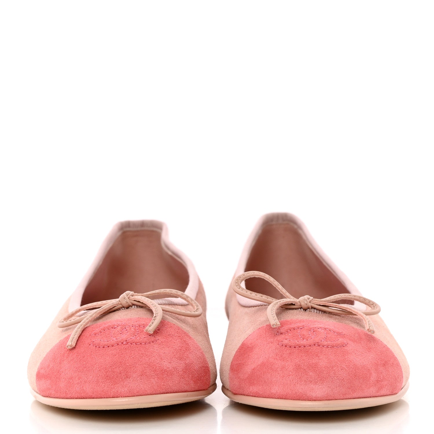 Chanel Suede Cap Toe CC Ballerina Flats 37 Light Pink Coral 2 of 9