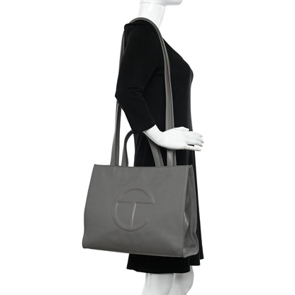 Telfar Vegan Leather Medium Shopping Bag Grey 2 of 12