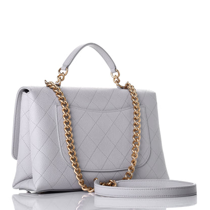 Chanel Caviar Diamond Stitched Top Handle Flap Grey 4 of 10