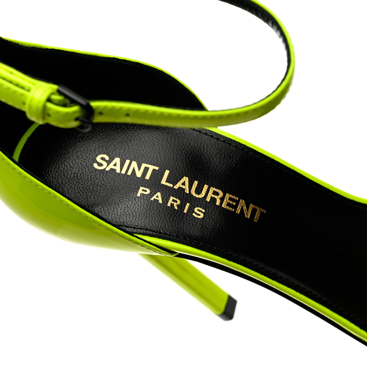 Saint Laurent Patent Calfskin Amber 105 Ankle Strap Sandals 36 Yellow Fluo 7 of 10