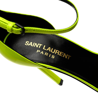 Saint Laurent Patent Calfskin Amber 105 Ankle Strap Sandals 36 Yellow Fluo 7 of 10