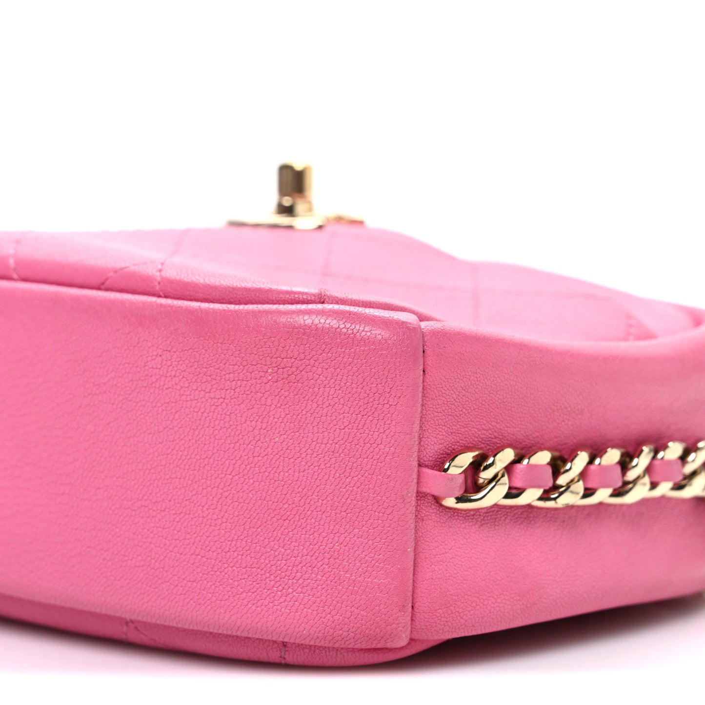 Goatskin Quilted Small Casual Trip Camera Case Dark Pink