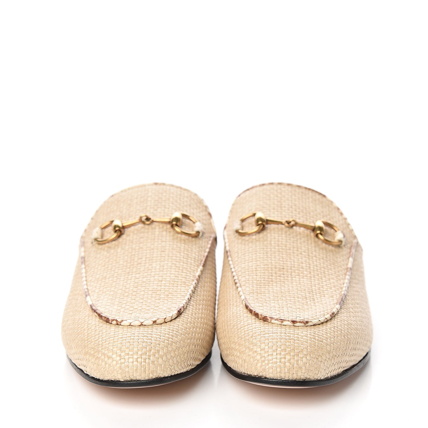 Straw Elaphe Womens Princetown Slippers 37.5 Natural Cream Brown