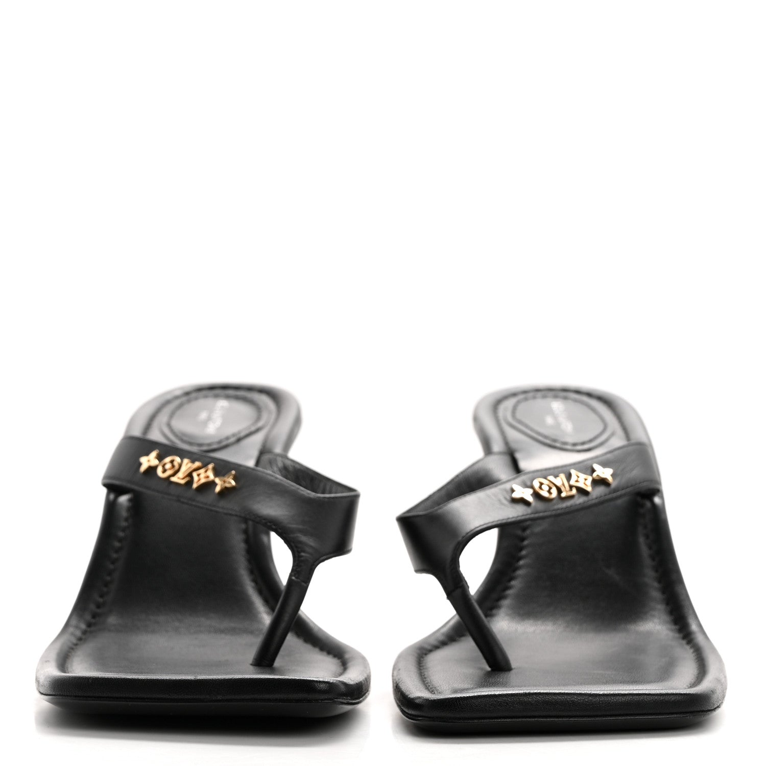 Louis Vuitton Calfskin Signature Thong Sandal 40 Black 2 of 9