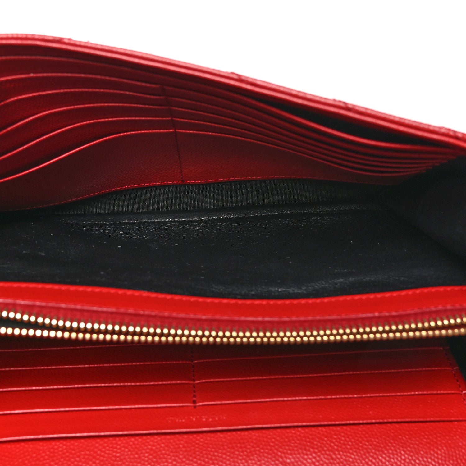 Saint Laurent Grain De Poudre Matelasse Chevron Monogram Chain Wallet Red 6 of 13